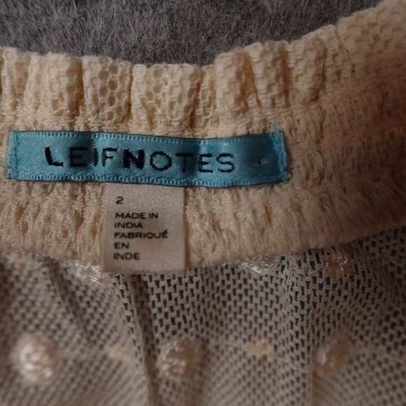 Anthropologie Dress Womens 2 Mini Sheer Leifnotes Dot Gleam Ivory Coquette - Picture 5 of 12